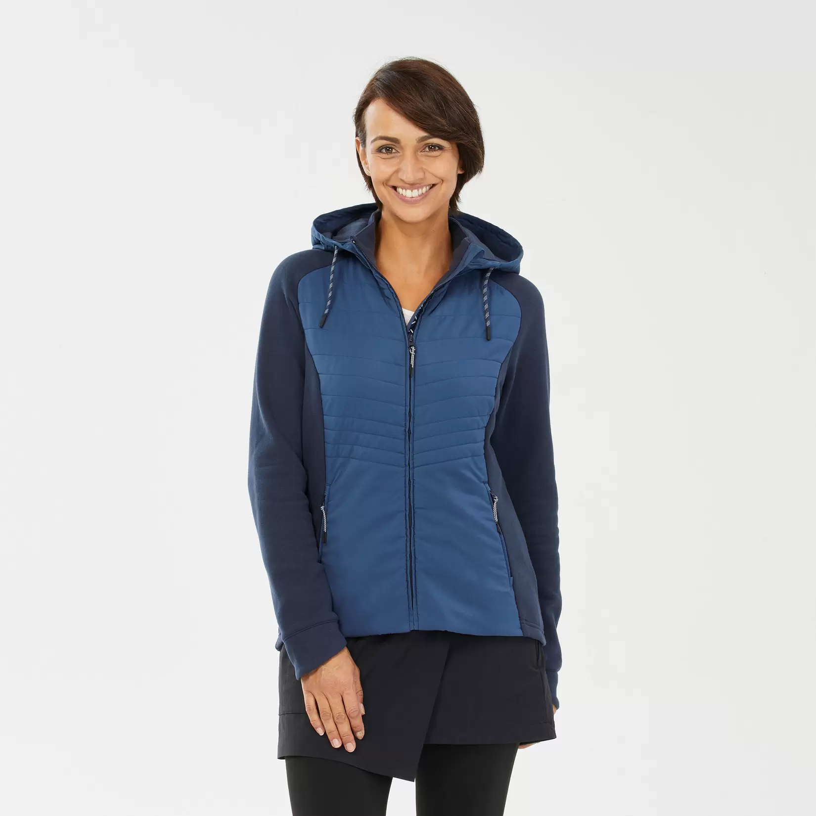 Sweatjacke Damen Hybridjacke Kapuze Naturwandern - NH500 Hybrid für 44,99€ in Decathlon