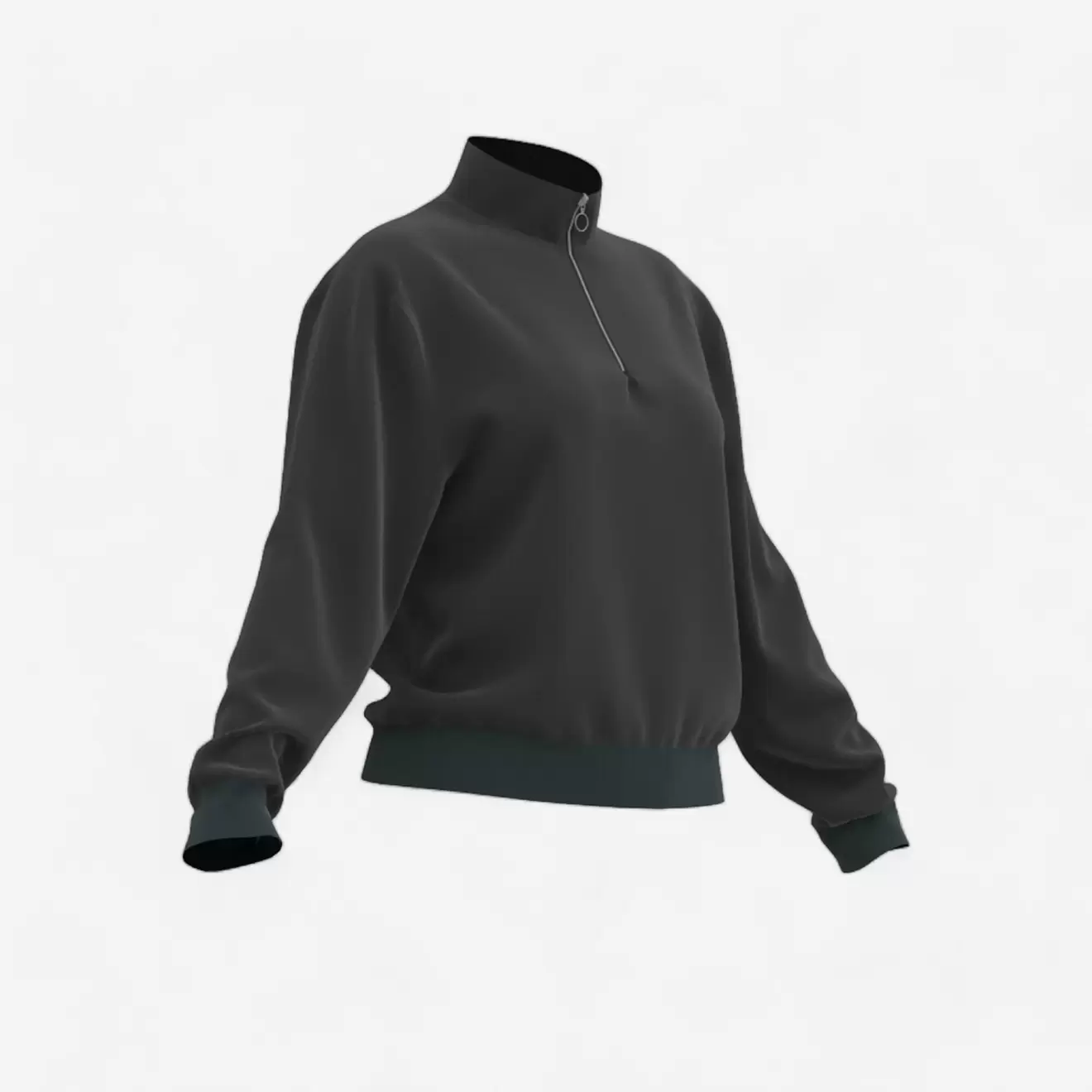 Sweatshirt Damen Langarm Reissverschlusskragen - 120 schwarz für 13,99€ in Decathlon