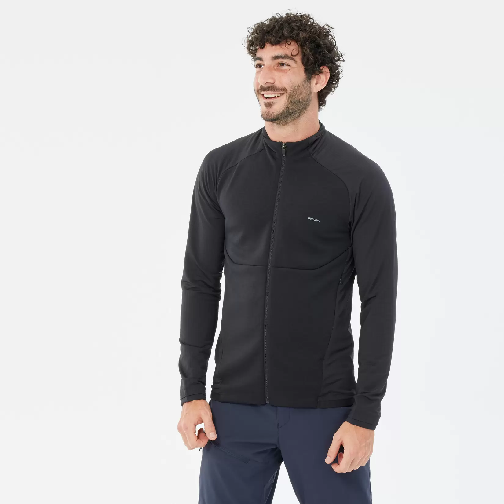 Fleecejacke Herren leicht Wandern - MH500 Light schwarz für 39,99€ in Decathlon