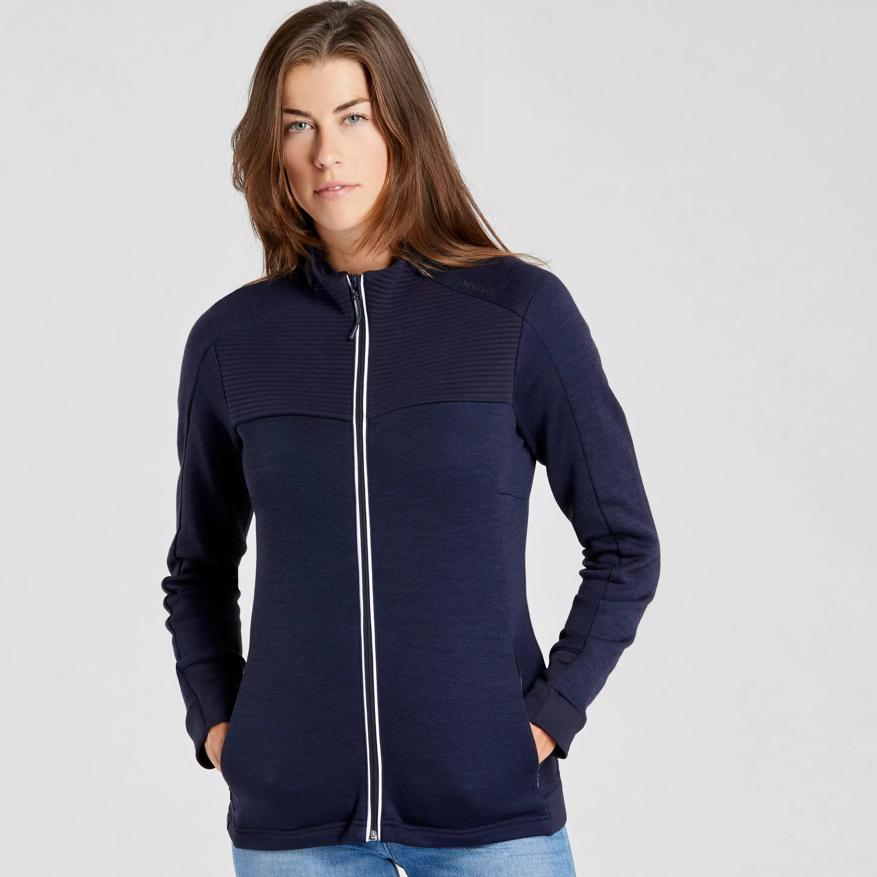 Unterziehjacke Damen warm, atmungsaktiv Merinowolle - 500 WARM marineblau für 44,99€ in Decathlon