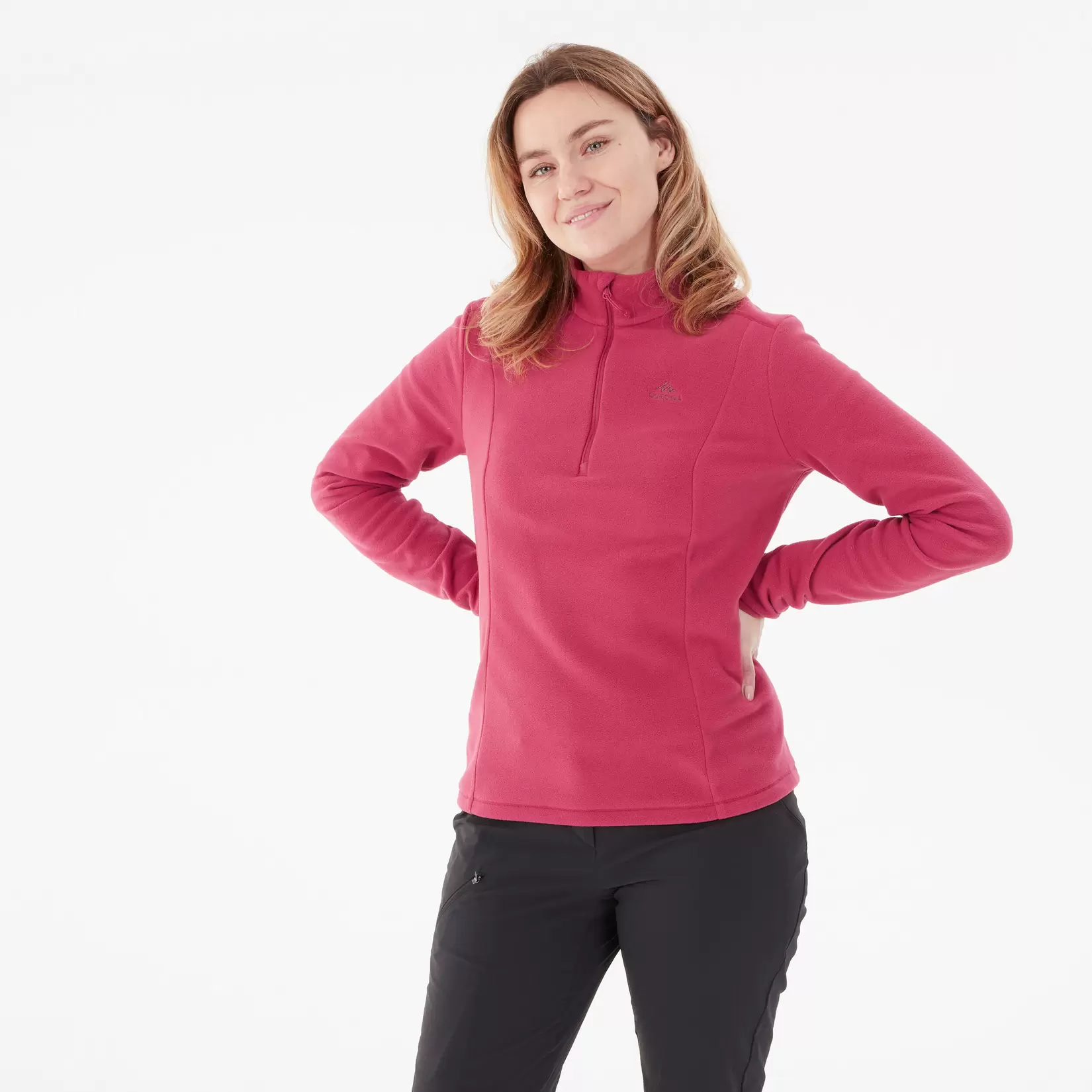 Fleecepullover Damen Wandern - MH100 rosa für 12,99€ in Decathlon