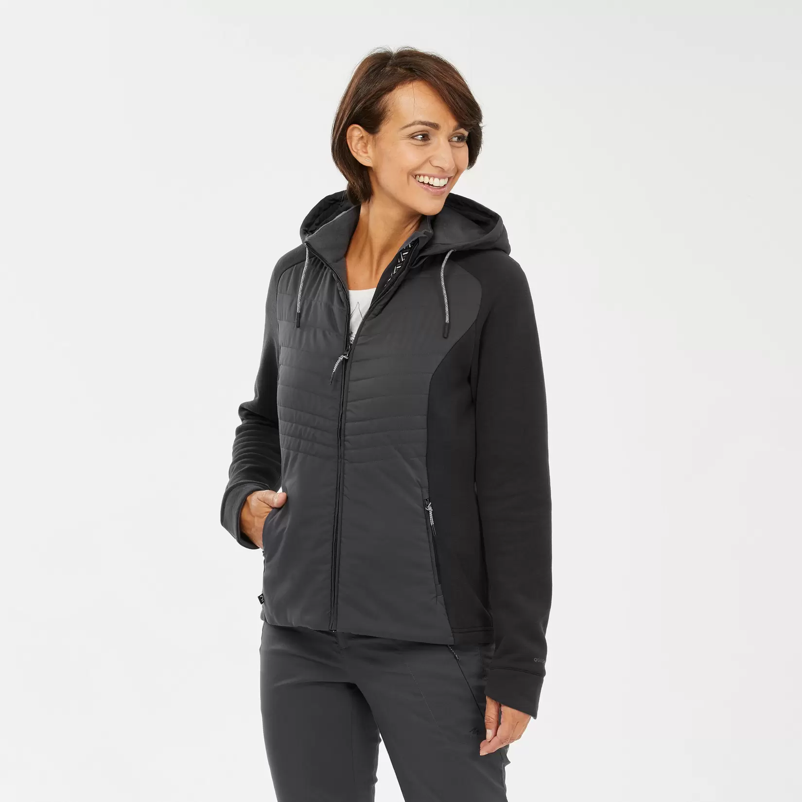 Sweatjacke Damen Hybridjacke Kapuze Naturwandern - NH500 Hybrid für 44,99€ in Decathlon