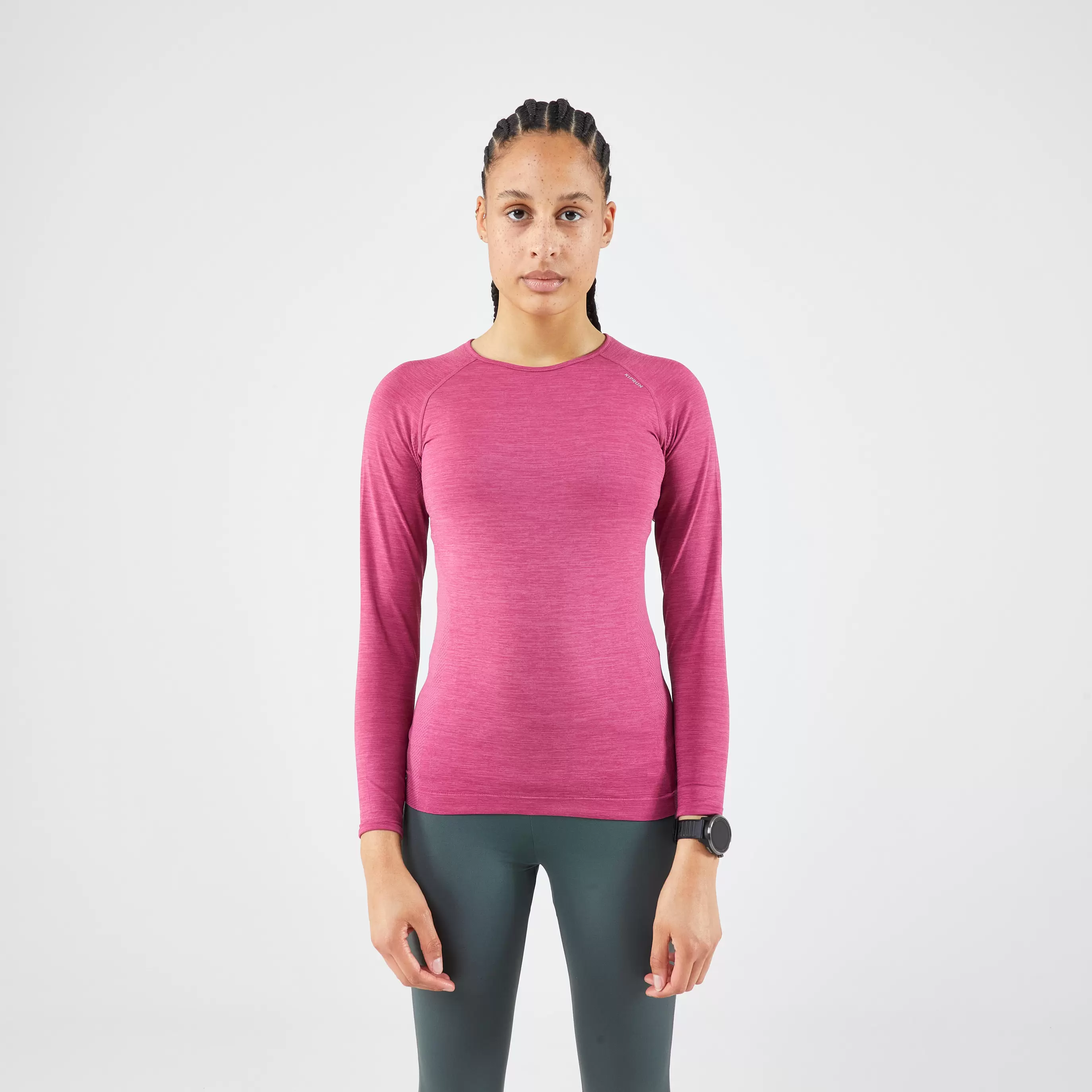 Laufshirt langarm Damen nahtlos - Run 500 rosa für 29,99€ in Decathlon