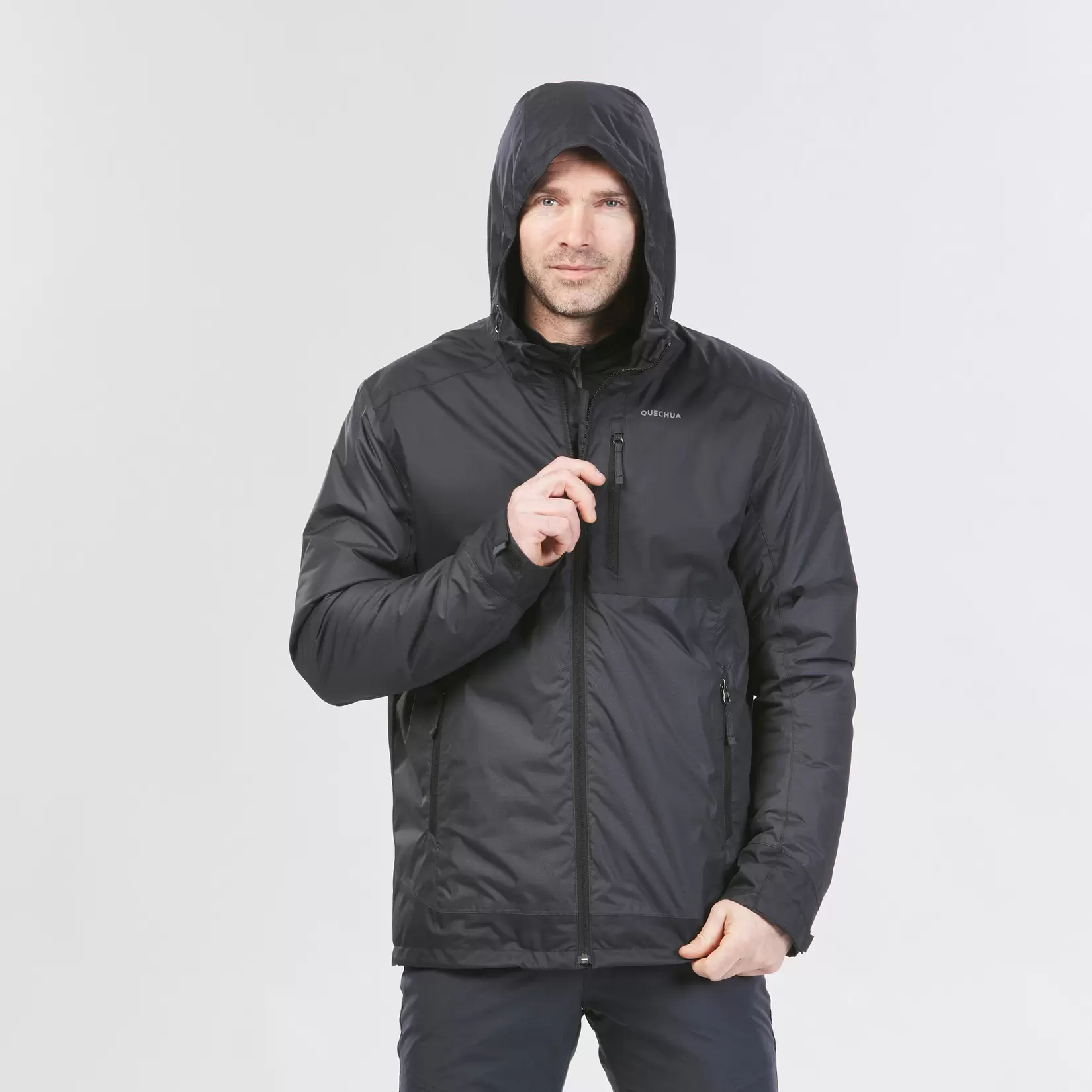 Winterjacke Herren warm bis -10°C wasserdicht - SH500 schwarz/blau für 49,99€ in Decathlon