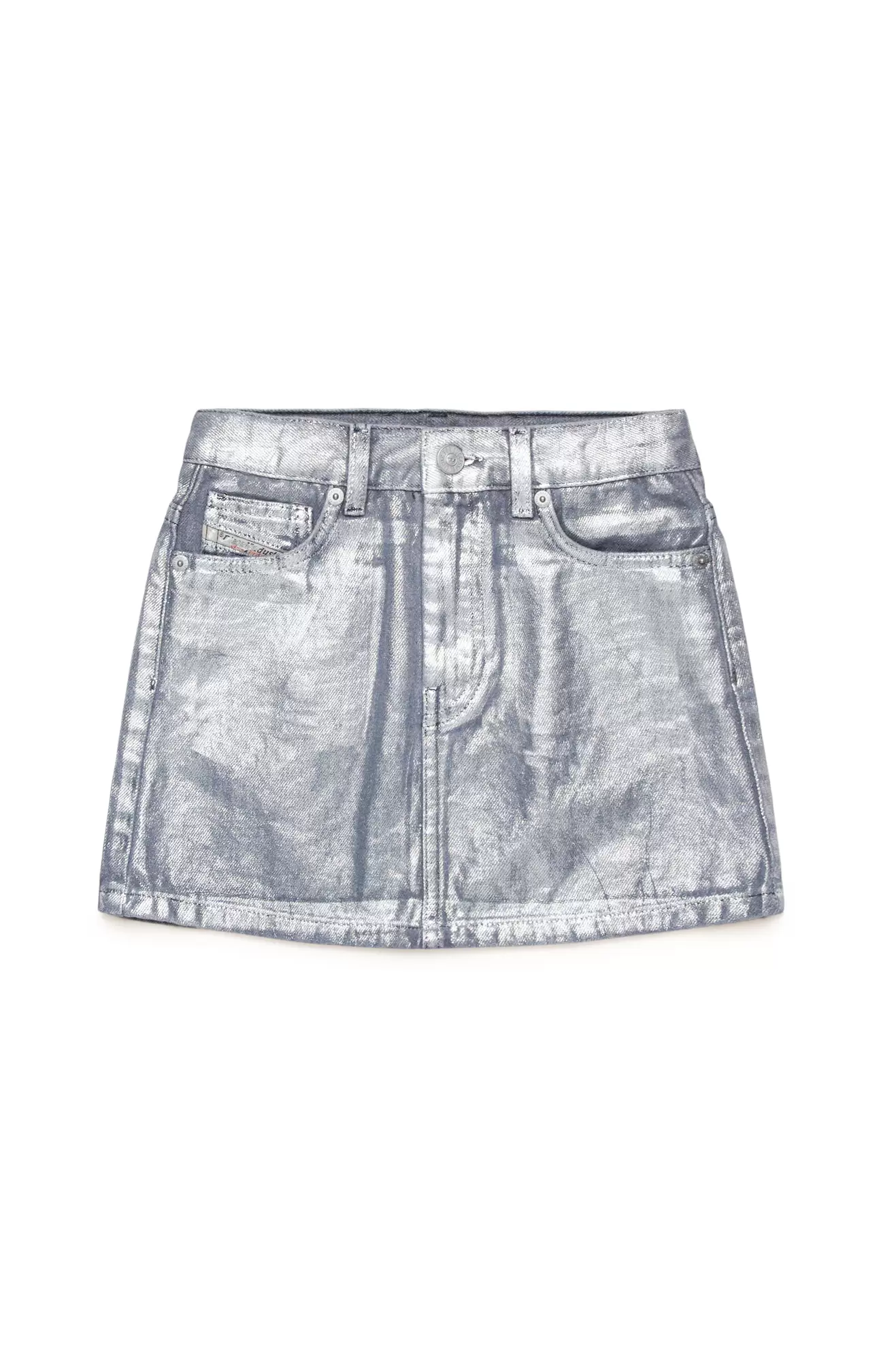 Minirock aus beschichtetem Metallic-Denim für 190€ in Diesel