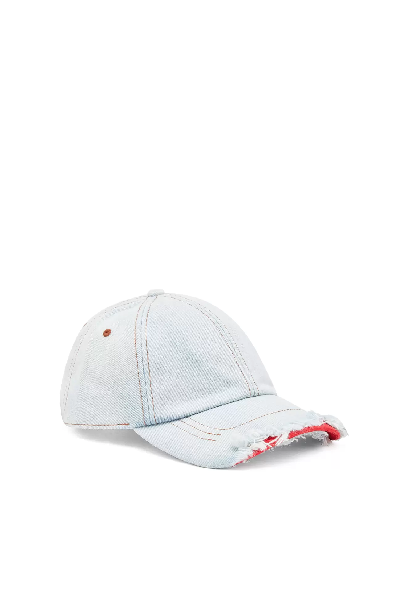 Baseballcap aus Denim mit ausgefranstem Schirm für 55€ in Diesel