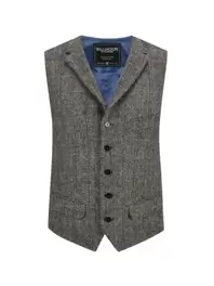 Weste aus Harris Tweed mit Reverskragen und Fischgrät-Muster für 159,99€ in Hirmer