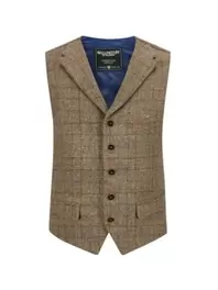 Weste aus Harris Tweed mit Reverskragen und Fensterkaro für 159,99€ in Hirmer