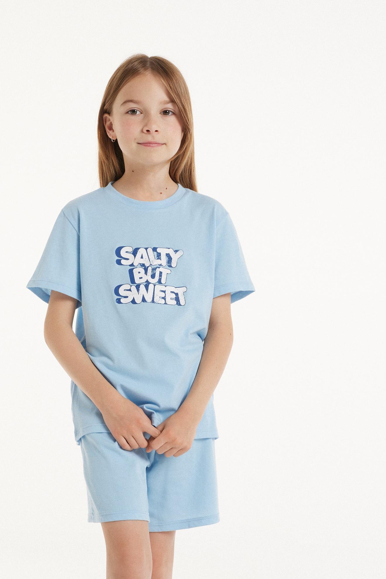 Set aus T-Shirt und Shorts aus Baumwolle mit Print für Mädchen für 9,99€ in Tezenis