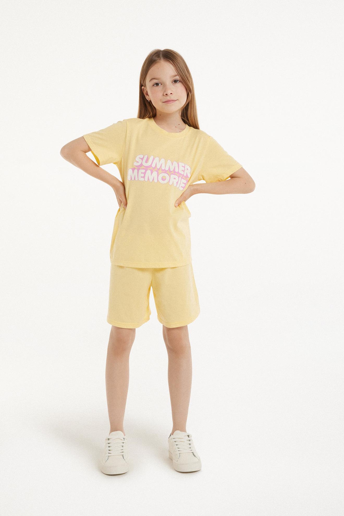 Set aus T-Shirt und Shorts aus Baumwolle mit Print für Mädchen für 9,99€ in Tezenis