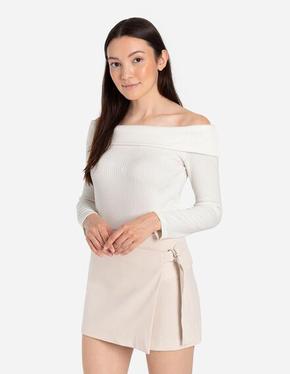 Langarmshirt - Carmen-Ausschnitt - weiß für 9,99€ in Takko