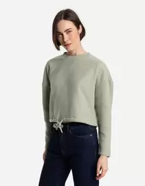 Sweatshirt - Tunnelzug am Saum - grün für 16,99€ in Takko