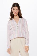 Linen/cotton polo collar blouse für 36,99€ in Springfield