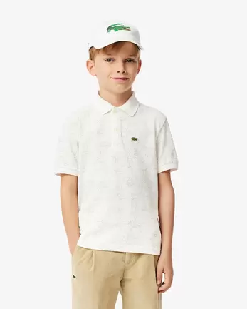 Polohemd aus Mini Piqué mit Blumen-Print für 70€ in Lacoste