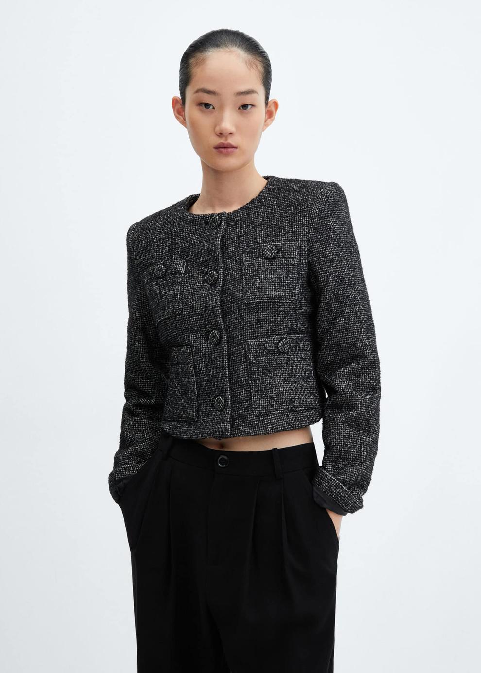 Tweed-Jacke mit Taschen für 39,99€ in Mango
