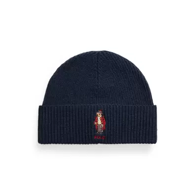 Rippenstrickmütze mit Polo Bear für 149€ in Ralph Lauren