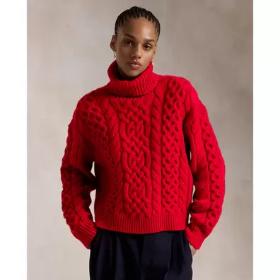 Aran-Rollkragenpullover mit Alpaka für 449€ in Ralph Lauren