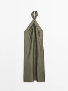 Neckholder-Kleid aus Leinenmischgewebe für 99,95€ in Massimo Dutti