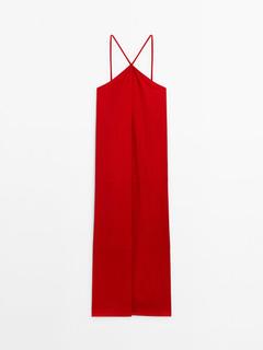 Kleid mit Neckholder-Ausschnitt und Zierfalte für 99,95€ in Massimo Dutti