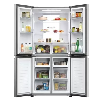 HAIER HCR7818DNMM CUBE 83 SERIE 7 Multi Door Side by Side, Kühl und Gefrierkombination (467 l, D, 1815 mm hoch, No Frost (verminderte Eisbildung), Silber) für 979,99€ in Media Markt