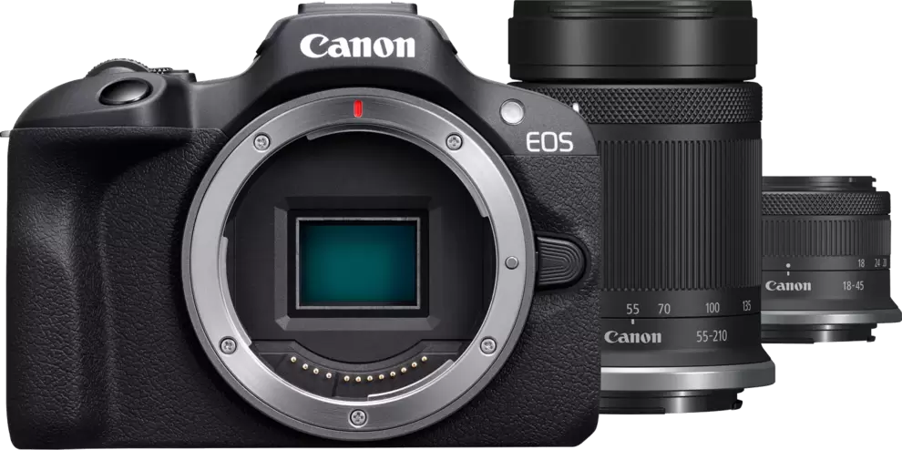 CANON EOS R100 Systemkamera mit RF-S 18-45mm f4.5-6.3 IS STM und RF-S 55-210mm f5.0-7.1 IS STM Objektiv für 789,99€ in Media Markt