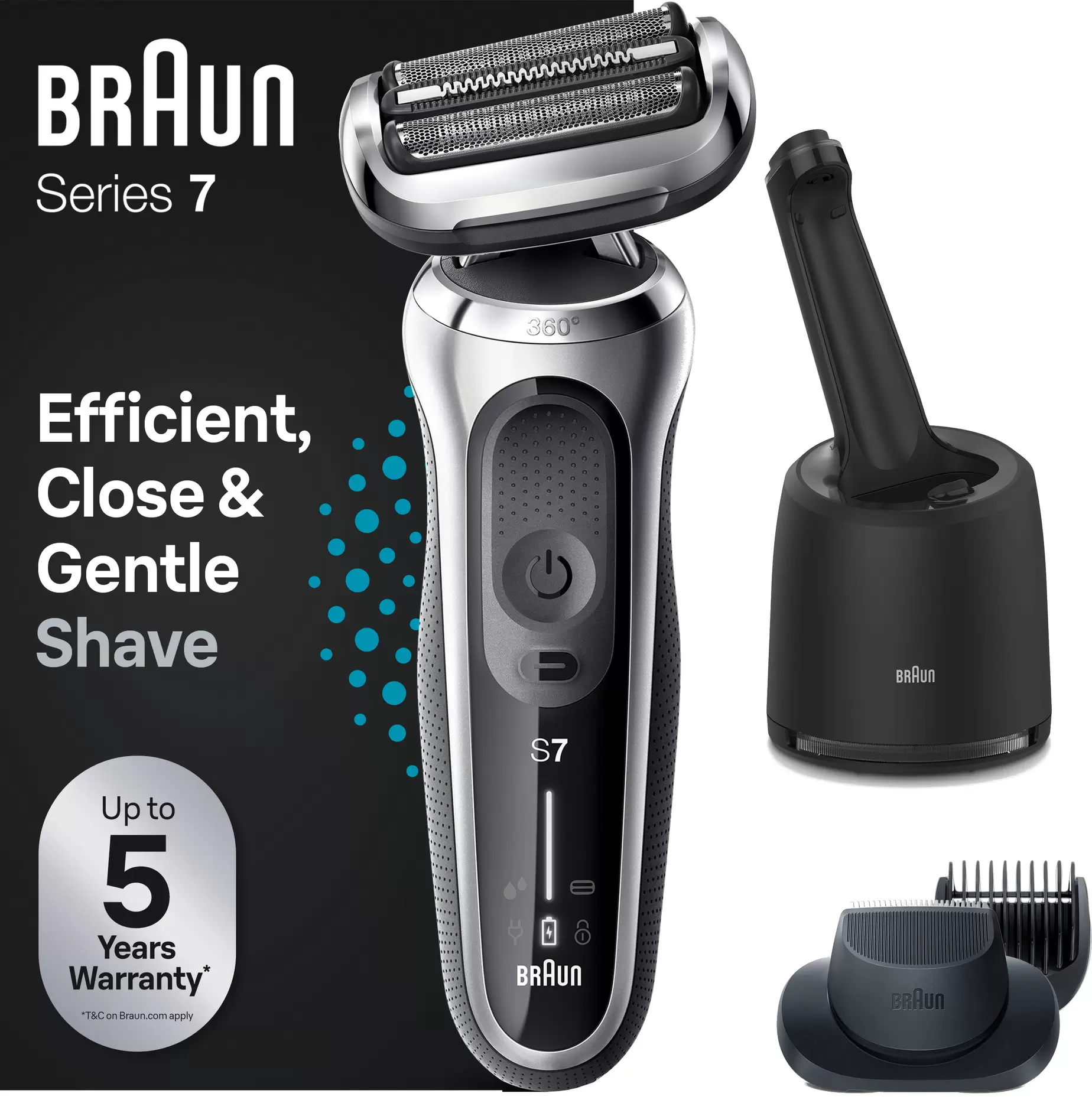 BRAUN 71-S 7500CC SERIES 7 Elektrorasierer mit Barttrimmer & Reinigungsstation (Akkubetrieb, Schwarz, Nass- und Trocken) für 179€ in Media Markt