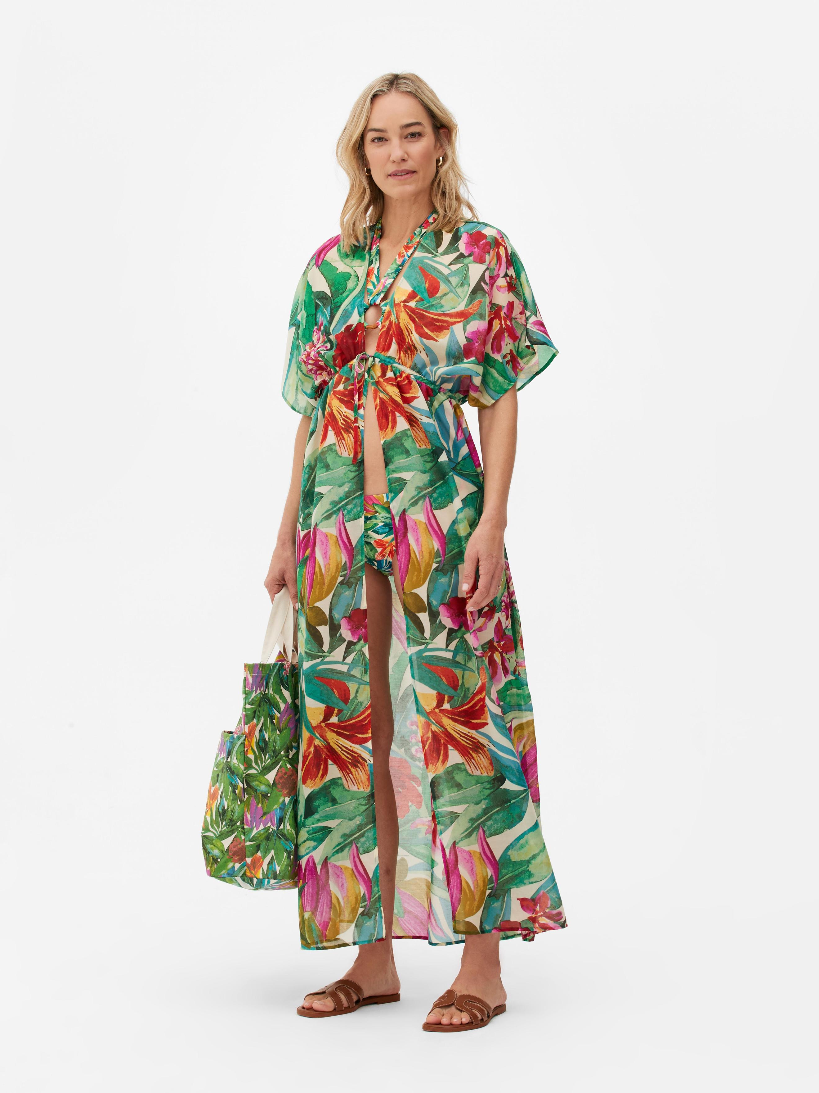 Maxi-Kimono mit Print zum Binden für 14€ in Primark