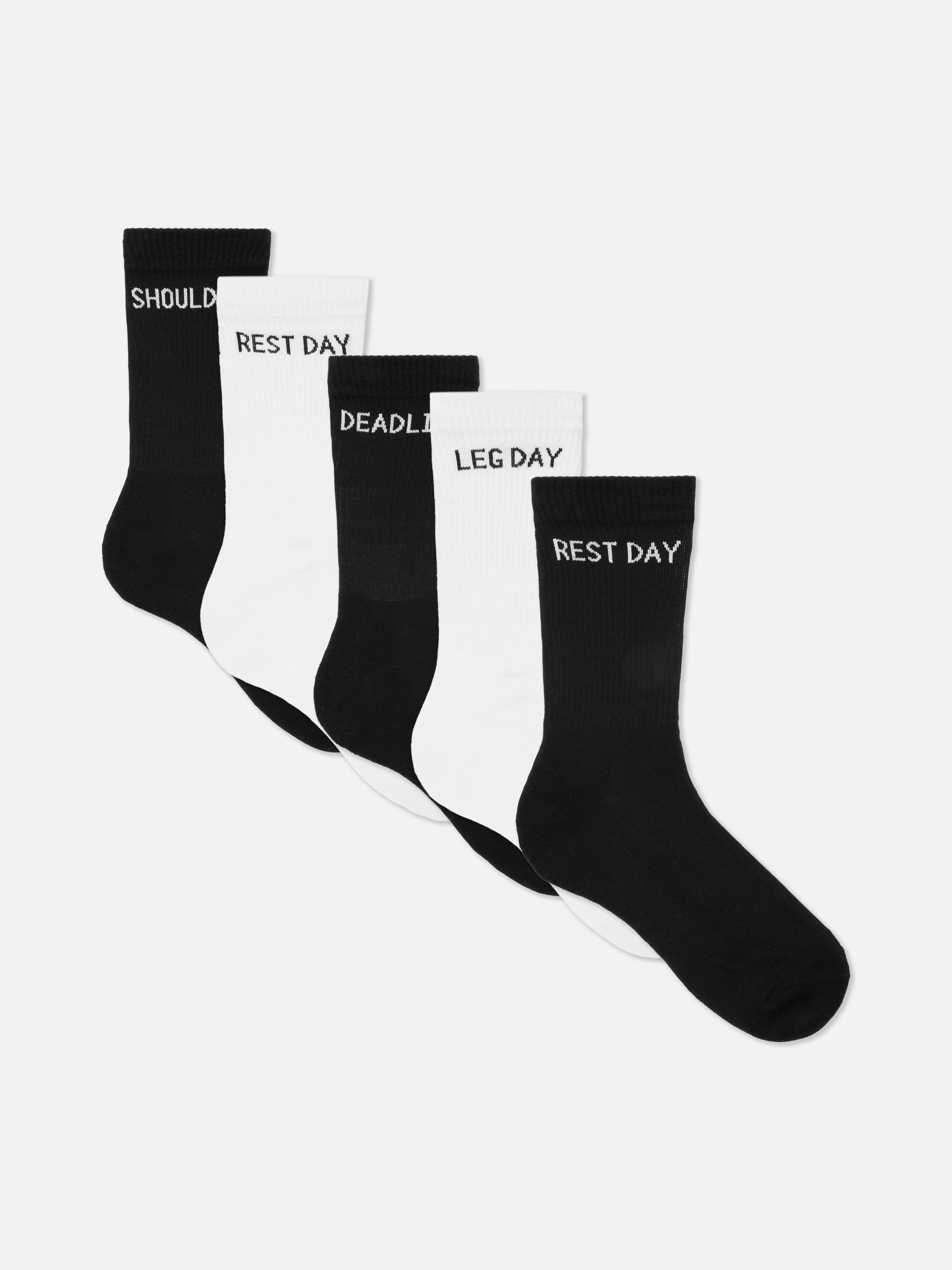 Crew-Sportsocken mit Slogan, 5er-Pack für 8€ in Primark