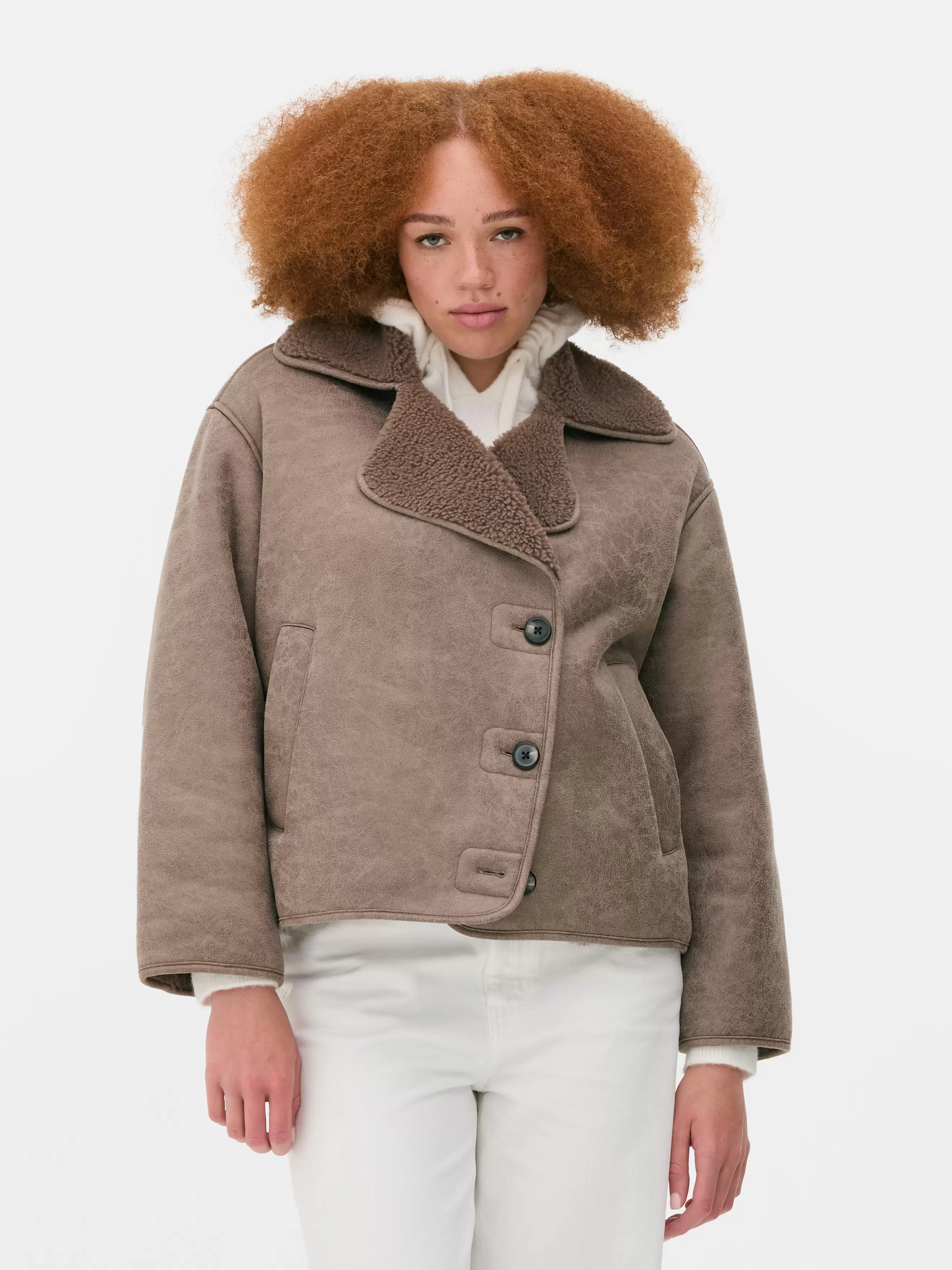 Bikerjacke in Shearling-Optik für 40€ in Primark