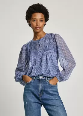 GEOMETRIC PRINT CHIFFON BLOUSE für 79,9€ in Pepe Jeans